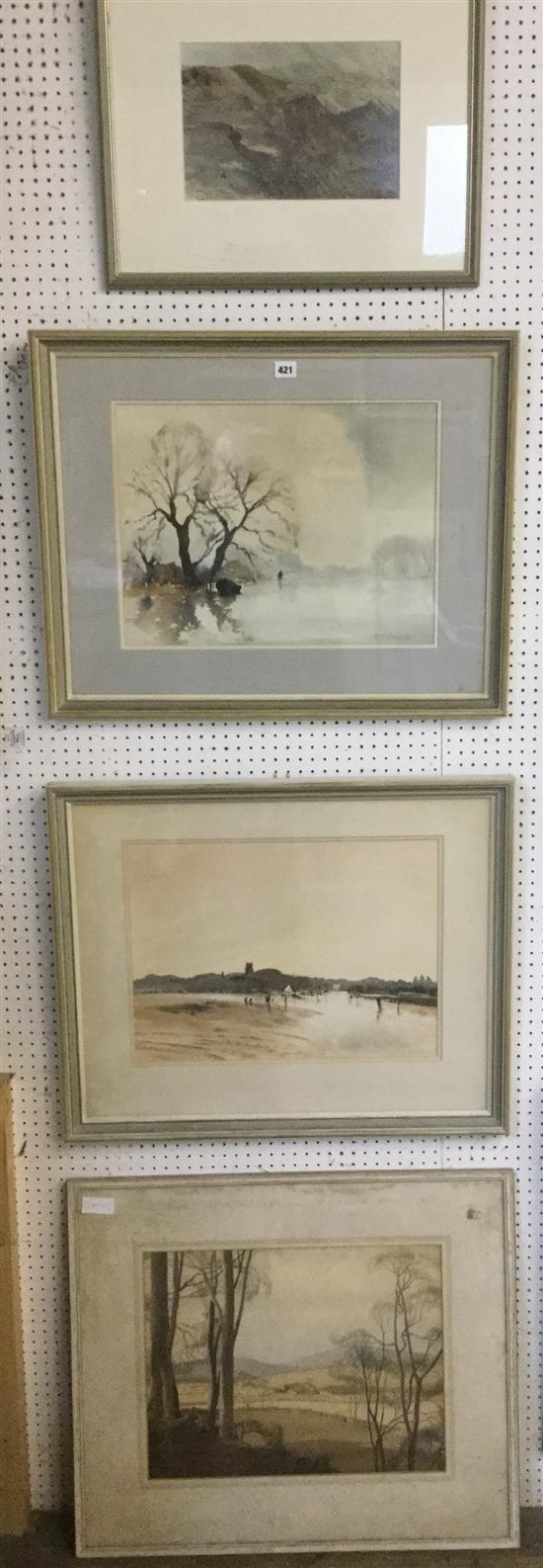 4 landscape watercolours